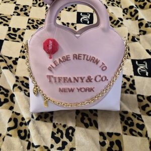 100% Authentic Tiffany & Co. Pink Heart Tote with Gold Chain